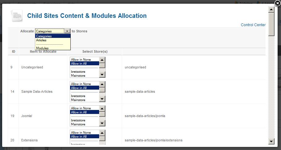 Multi Vendor Joomla Content & Module Allocation