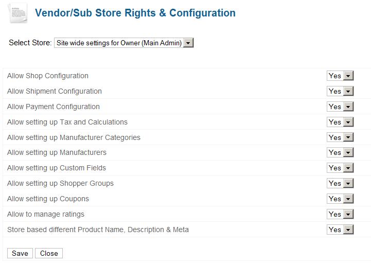 Virtuemart Multi Vendor Rights