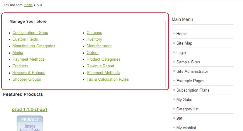 Multi Vendor Front end Store Management Links