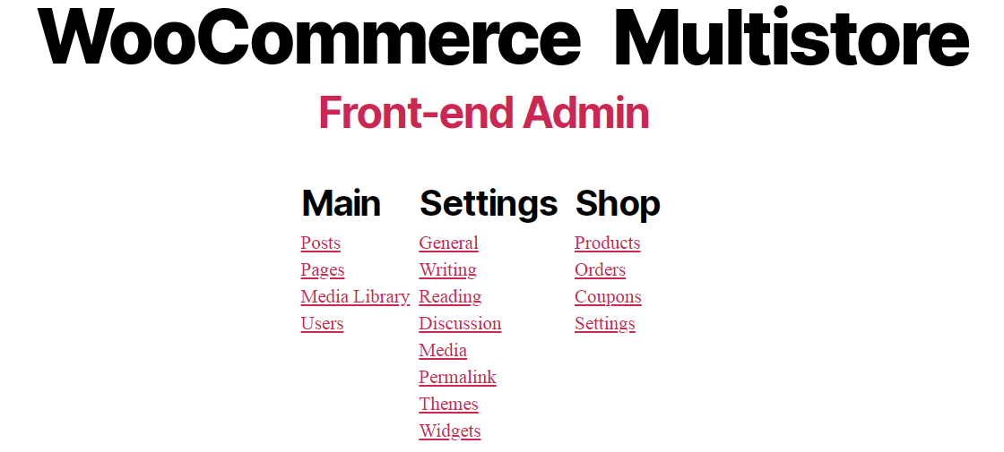 WooCommerce Multistore - Frontend Admin Links